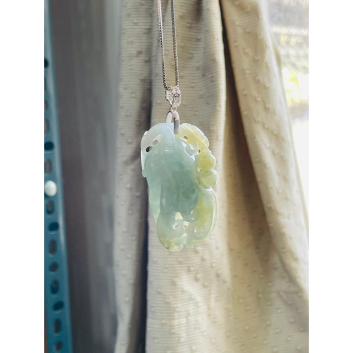 天然A貨緬甸玉 老坑藍綠俏梨黃雙彩手工透雕福祿瓜翡翠玉墜 冰帶膠感底妝 色滿不露白 鏤空立體飽滿佛手瓜-細節圖8