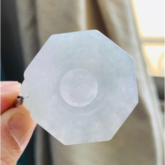 天然A貨緬甸玉 白冰太極八卦翡翠玉墜 冰冰乾淨透粉感 厚度足透手影好水頭-細節圖7