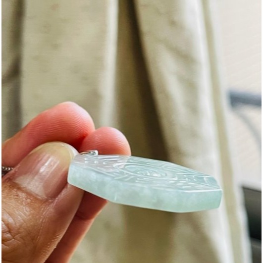 天然A貨緬甸玉 冰晴綠太極小八卦翡翠玉墜 起冰晶透滿綠好水頭 大小配戴無壓力-細節圖5