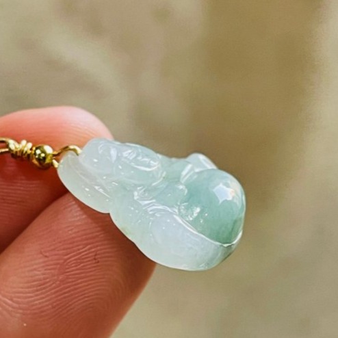 圈粉價~天然A貨緬甸玉 冰潤飄花佛公/彌勒佛翡翠小佛墜 乾淨膠潤底裝帶藍綠 小巧易配戴-細節圖4