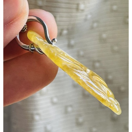 天然A貨緬甸玉 老坑黃大吉大利/天賜良機翡翠玉墜 天然冰黃 老熟起冰成色飽合 有厚度透手影-細節圖3