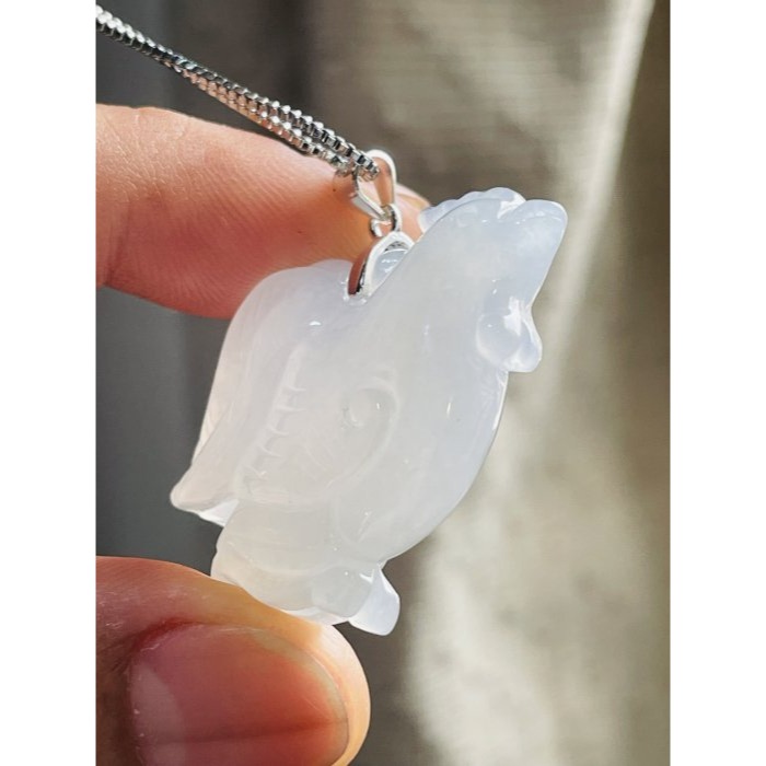 天然A貨緬甸玉 冰瑪瑙底煙紫全立體雕大吉大利/天賜良機翡翠玉墜 冰膠潤果凍底裝 飽滿胖嘟嘟公雞俏皮可愛-細節圖4