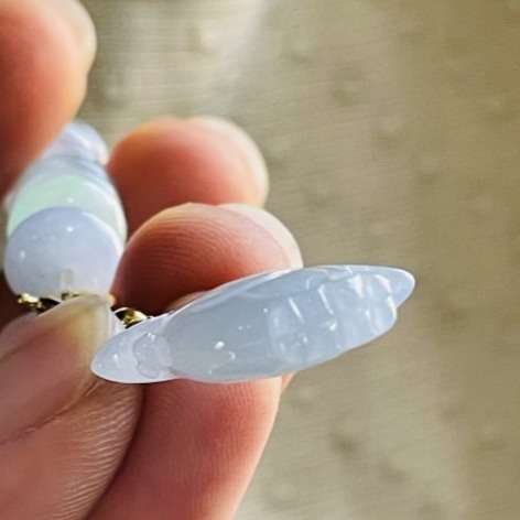 天然A貨緬甸玉 冰膠藍紫天賜良機/公雞翡翠隨意扣玉墜 冰帶膠底裝 過底滿紫 乾淨聚色色不失-細節圖3