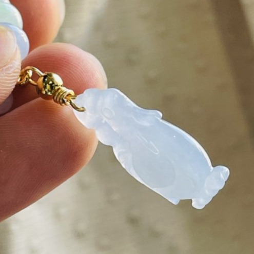 天然A貨緬甸玉 冰膠藍紫天賜良機/公雞翡翠隨意扣玉墜 冰帶膠底裝 過底滿紫 乾淨聚色色不失-細節圖4