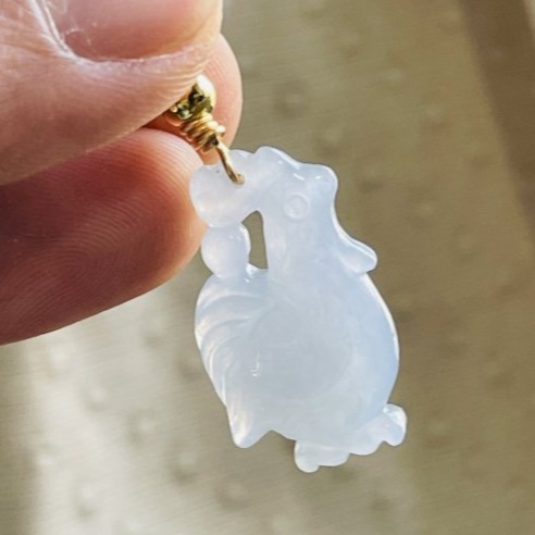 天然A貨緬甸玉 冰膠藍紫天賜良機/公雞翡翠隨意扣玉墜 冰帶膠底裝 過底滿紫 乾淨聚色色不失-細節圖5