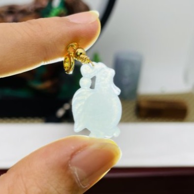 天然A貨緬甸玉 冰膠藍紫天賜良機/公雞翡翠隨意扣玉墜 冰帶膠底裝 過底滿紫 乾淨聚色色不失-細節圖8