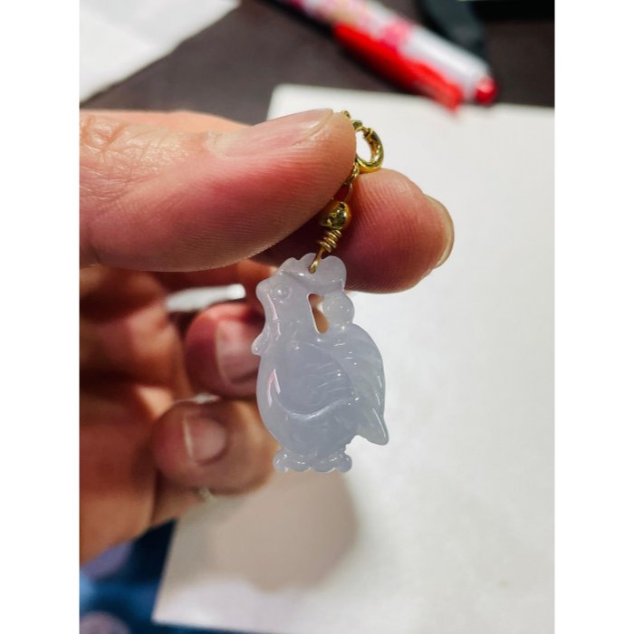 天然A貨緬甸玉 冰膠藍紫天賜良機/公雞翡翠隨意扣玉墜 冰帶膠底裝 過底滿紫 乾淨聚色色不失-細節圖10