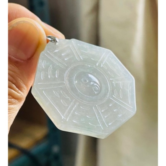 天然A貨緬甸玉 冰種晴水太極八卦翡翠玉墜 老坑正冰起光感 淡晴水底色 厚且透字影好水頭-細節圖2