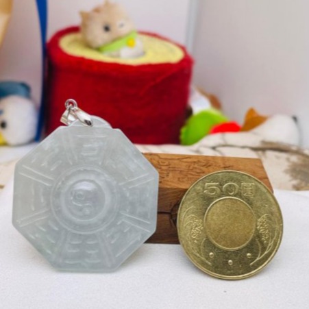 天然A貨緬甸玉 冰種晴水太極八卦翡翠玉墜 老坑正冰起光感 淡晴水底色 厚且透字影好水頭-細節圖3