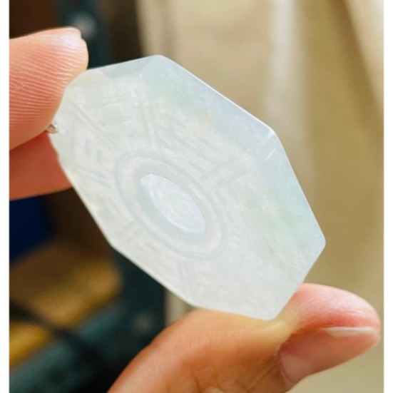 天然A貨緬甸玉 冰種晴水太極八卦翡翠玉墜 老坑正冰起光感 淡晴水底色 厚且透字影好水頭-細節圖6