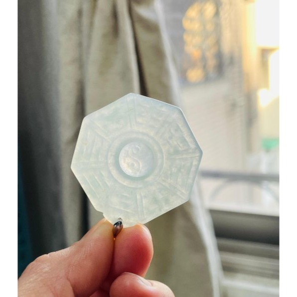 天然A貨緬甸玉 冰種晴水太極八卦翡翠玉墜 老坑正冰起光感 淡晴水底色 厚且透字影好水頭-細節圖7
