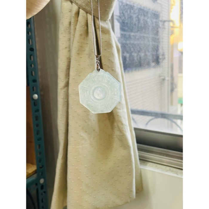 天然A貨緬甸玉 冰種晴水太極八卦翡翠玉墜 老坑正冰起光感 淡晴水底色 厚且透字影好水頭-細節圖8