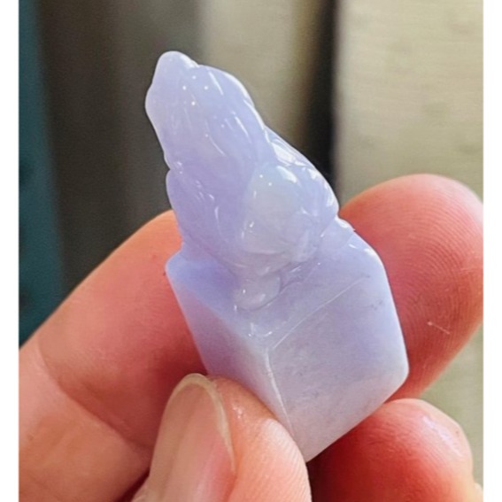 天然A貨緬甸玉 細潤櫻花紫滿載而歸龍龜翡翠小印章/小私章/正方印 細肉過底粉紫 1.2公分印體-細節圖5