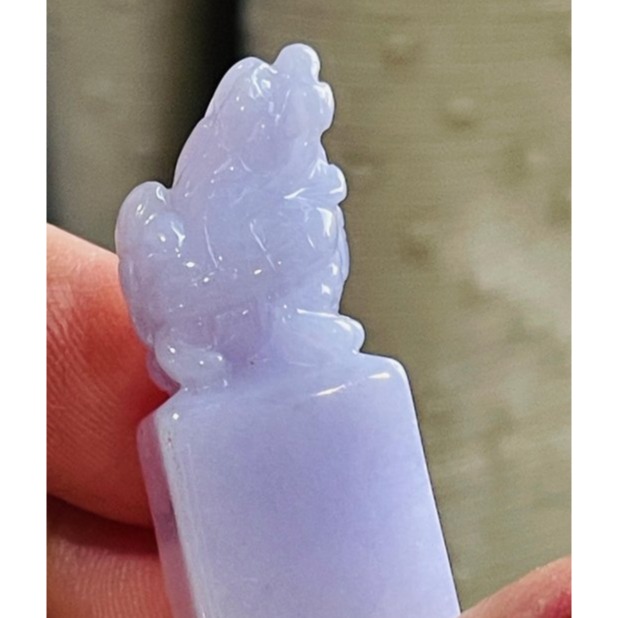 天然A貨緬甸玉 細潤櫻花紫滿載而歸龍龜翡翠小印章/小私章/正方印 細肉過底粉紫 1.2公分印體-細節圖6