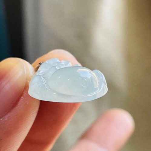 圈粉價~天然A貨緬甸玉 高冰晴水佛公/彌勒佛翡翠玉墜 泛光純淨起光感 晶透乾淨淡綠底色 法像福氣肚飽滿-細節圖4