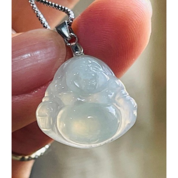 圈粉價~天然A貨緬甸玉 高冰晴水佛公/彌勒佛翡翠玉墜 泛光純淨起光感 晶透乾淨淡綠底色 法像福氣肚飽滿-細節圖5