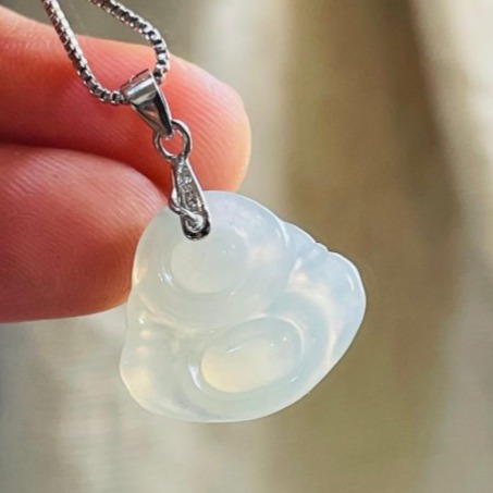 圈粉價~天然A貨緬甸玉 高冰晴水佛公/彌勒佛翡翠玉墜 泛光純淨起光感 晶透乾淨淡綠底色 法像福氣肚飽滿-細節圖6