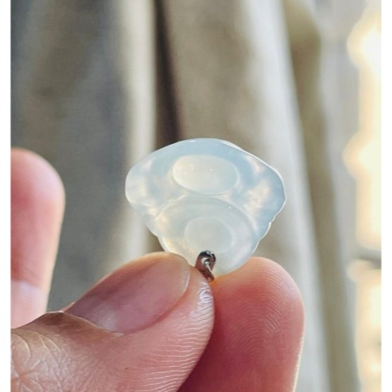 圈粉價~天然A貨緬甸玉 高冰晴水佛公/彌勒佛翡翠玉墜 泛光純淨起光感 晶透乾淨淡綠底色 法像福氣肚飽滿-細節圖7