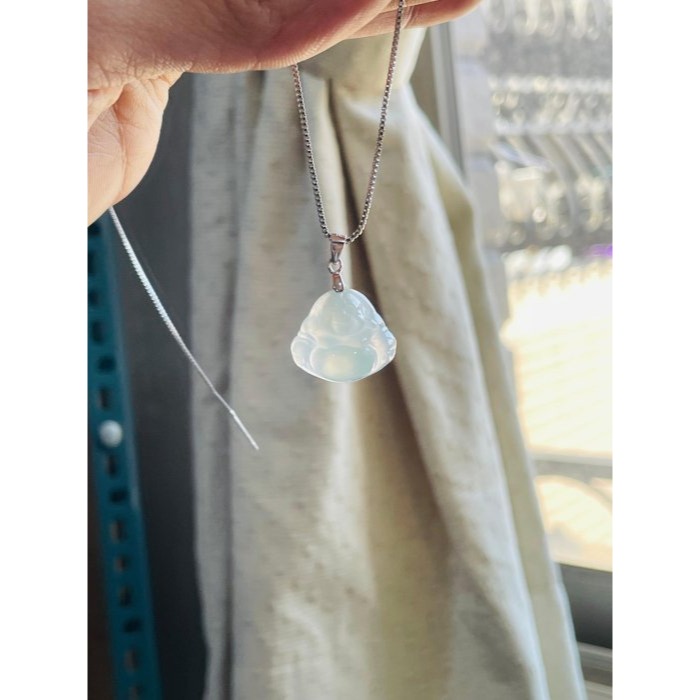 圈粉價~天然A貨緬甸玉 高冰晴水佛公/彌勒佛翡翠玉墜 泛光純淨起光感 晶透乾淨淡綠底色 法像福氣肚飽滿-細節圖8