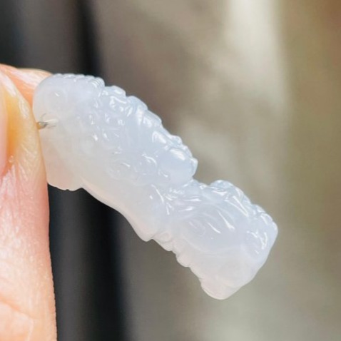 天然A貨緬甸玉 白冰純色全立體Q版如意媽祖/天上聖母翡翠玉墜 爆光冰冰底妝 法相圓嘟可愛 輕巧易配戴-細節圖5