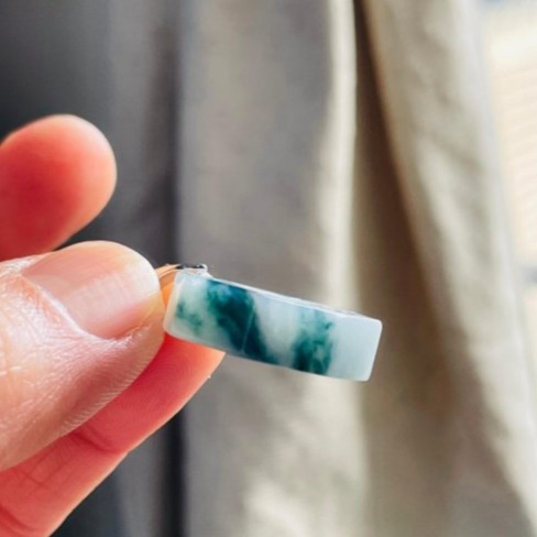 天然A貨緬甸玉 冰飄花太極小八卦翡翠玉墜 冰膠底妝 透光藍花靈動 水頭好小巧配戴無壓力-細節圖6