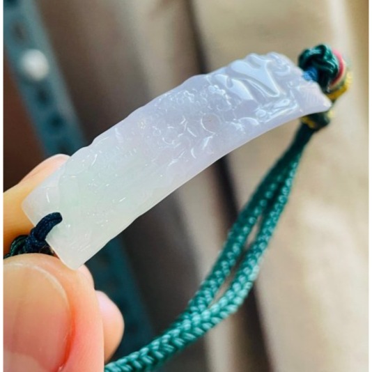 天然A貨緬甸玉 冰潤粉春彩手工雕春風陽柳翡翠手牌/手鍊 手圍無限制 粉嫩紫綠 淡雅秀氣-細節圖4