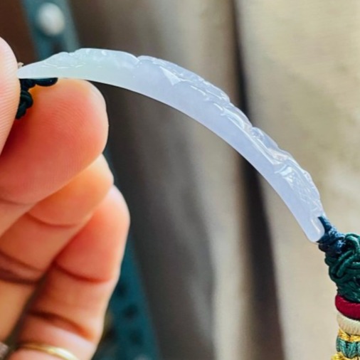 天然A貨緬甸玉 冰潤粉春彩手工雕春風陽柳翡翠手牌/手鍊 手圍無限制 粉嫩紫綠 淡雅秀氣-細節圖5