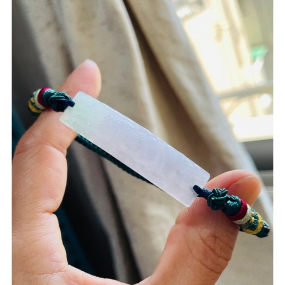 天然A貨緬甸玉 冰潤粉春彩手工雕春風陽柳翡翠手牌/手鍊 手圍無限制 粉嫩紫綠 淡雅秀氣-細節圖7