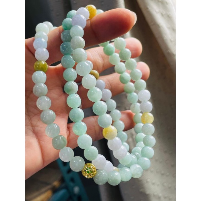 天然A貨緬甸玉 冰潤淡綠底色圓珠8.0mm翡翠珠鍊 長度75cm 完美度95% 搭配掛件 質量加乘-細節圖2