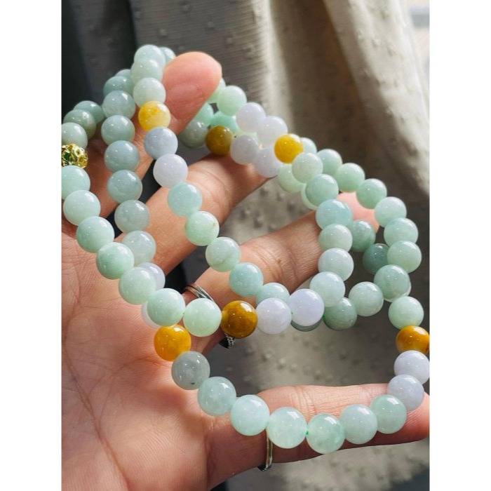 天然A貨緬甸玉 冰潤淡綠底色圓珠8.0mm翡翠珠鍊 長度75cm 完美度95% 搭配掛件 質量加乘-細節圖4
