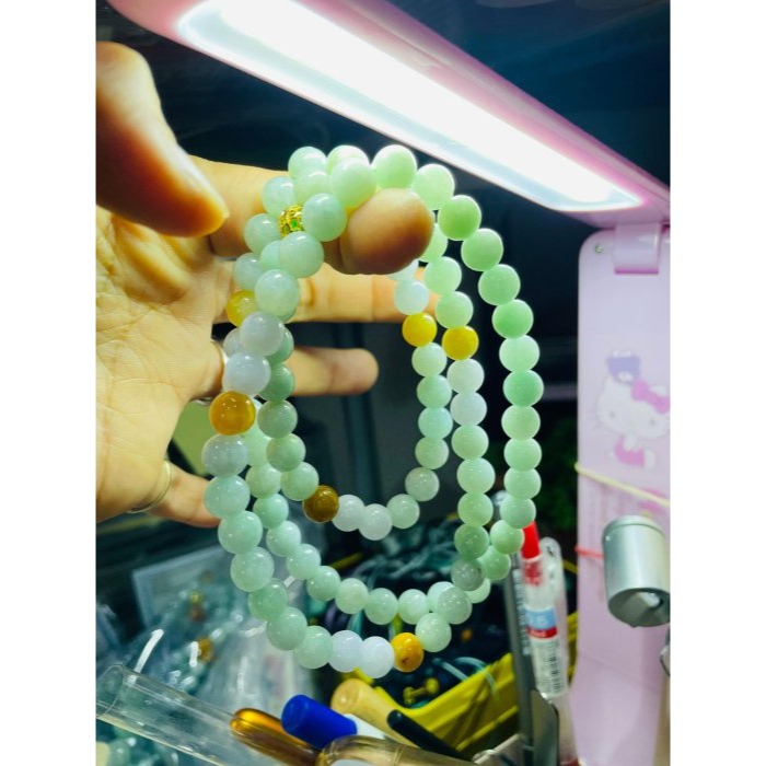 天然A貨緬甸玉 冰潤淡綠底色圓珠8.0mm翡翠珠鍊 長度75cm 完美度95% 搭配掛件 質量加乘-細節圖9