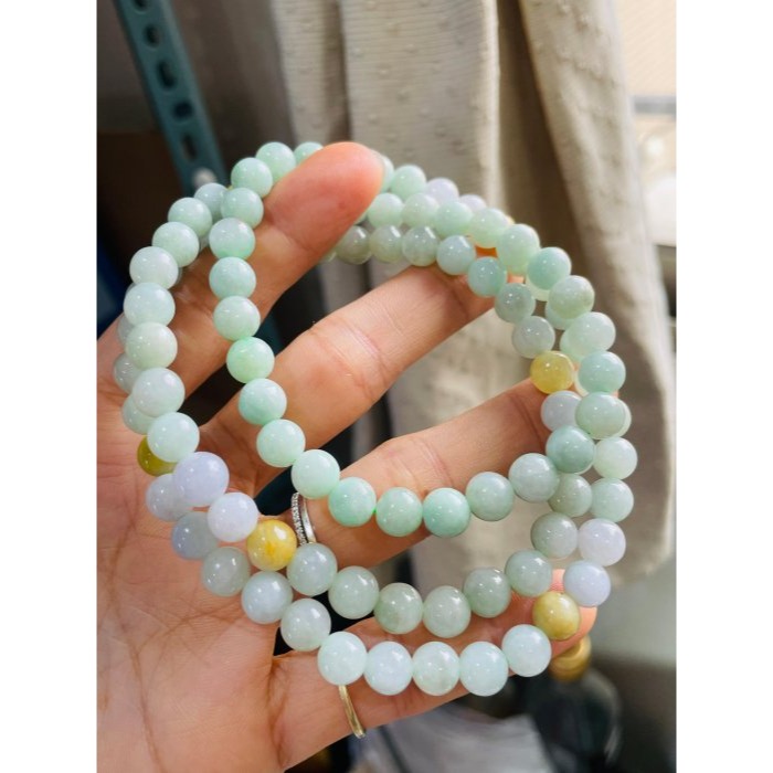 天然A貨緬甸玉 冰潤淡綠底色圓珠7.5mm翡翠珠鍊 長度73cm 完美度95% 搭配掛件 質量加乘-細節圖2
