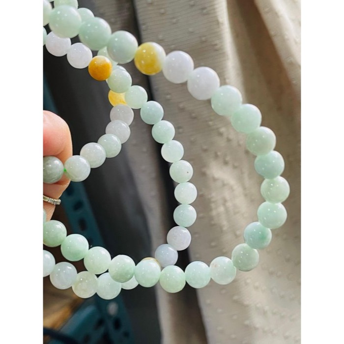天然A貨緬甸玉 冰潤淡綠底色圓珠7.5mm翡翠珠鍊 長度73cm 完美度95% 搭配掛件 質量加乘-細節圖4