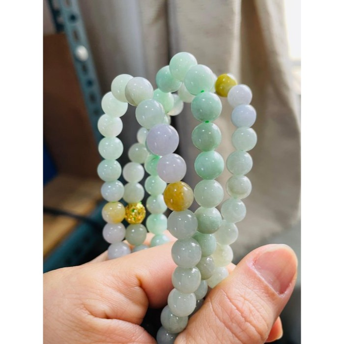 天然A貨緬甸玉 冰潤淡綠底色圓珠7.5mm翡翠珠鍊 長度73cm 完美度95% 搭配掛件 質量加乘-細節圖5