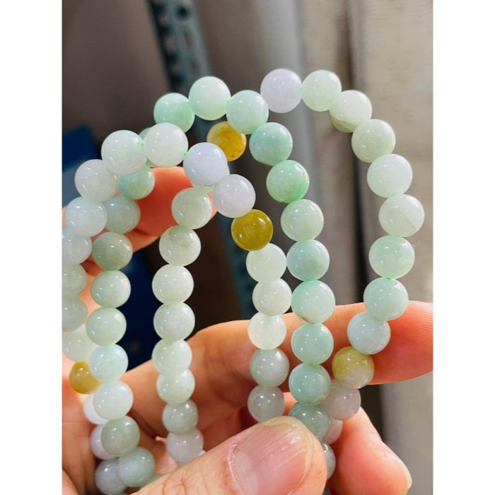 天然A貨緬甸玉 冰潤淡綠底色圓珠7.5mm翡翠珠鍊 長度73cm 完美度95% 搭配掛件 質量加乘-細節圖7