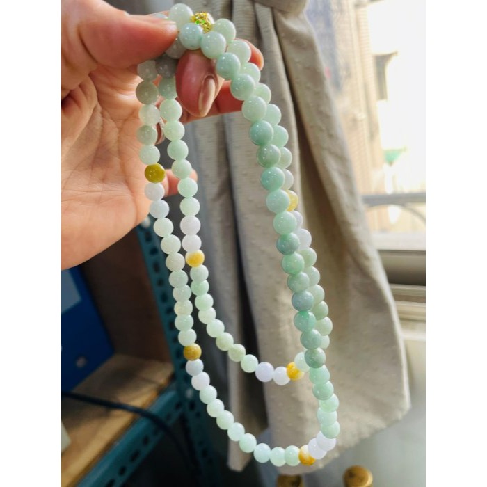 天然A貨緬甸玉 冰潤淡綠底色圓珠7.5mm翡翠珠鍊 長度73cm 完美度95% 搭配掛件 質量加乘-細節圖8