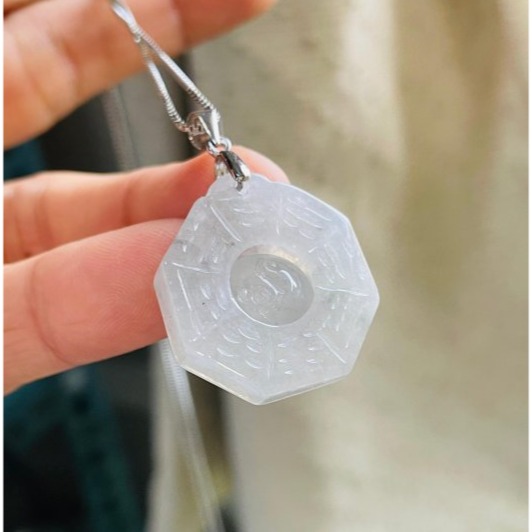 天然A貨緬甸玉 高冰黑冰太極小八卦翡翠玉墜 起光感烏雞全化透手正冰料 配戴輕巧無壓力-細節圖2