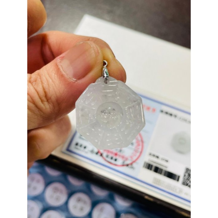 天然A貨緬甸玉 高冰黑冰太極小八卦翡翠玉墜 起光感烏雞全化透手正冰料 配戴輕巧無壓力-細節圖10
