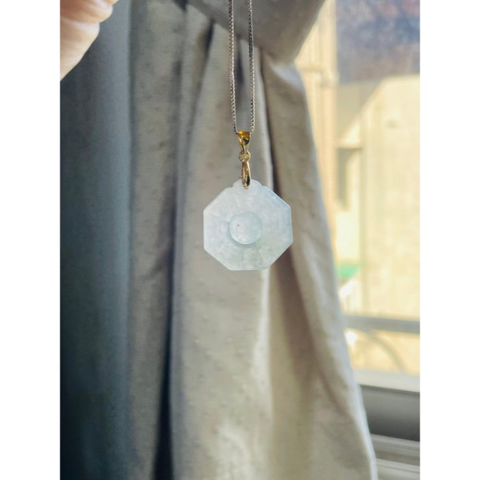 天然A貨緬甸玉 高冰黑冰太極小八卦翡翠玉墜 透手正冰烏雞全化芝麻點 配戴輕巧無壓力-細節圖8