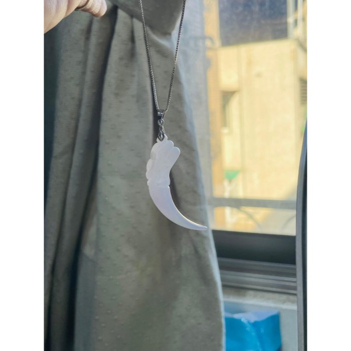 天然A貨緬甸玉 冰潤粉紫雙面雕龍牙翡翠玉墜 晶透冰起膠底妝好水頭 粉嫩紫能見色-細節圖8