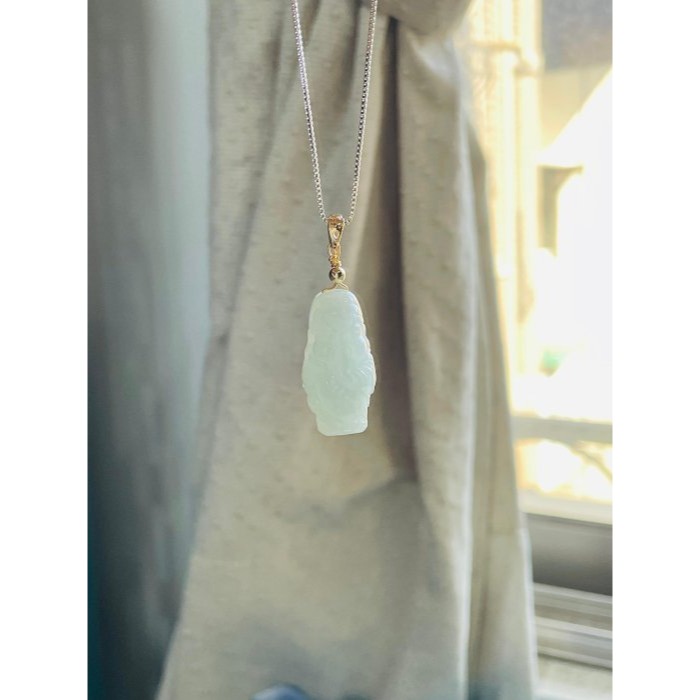 天然A貨緬甸玉 冰潤淡底色全立體Q版小關公翡翠玉墜 乾淨起冰淡綠底色 法相立體俏皮可愛-細節圖8