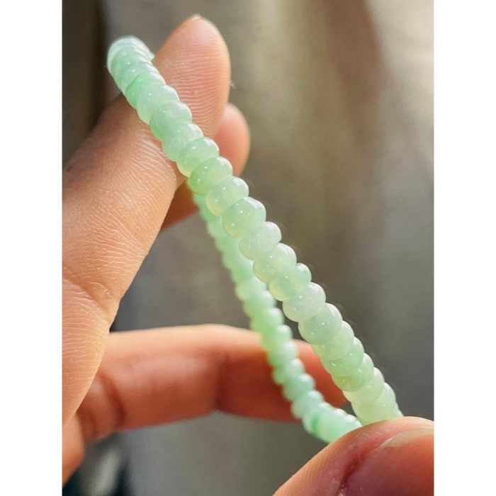 天然A貨緬甸玉 冰果綠4.8mm算盤珠翡翠手串/手鍊15cm手圍 起冰滿綠底色 頂珠冰飄花甜甜圈 完美度99%-細節圖7