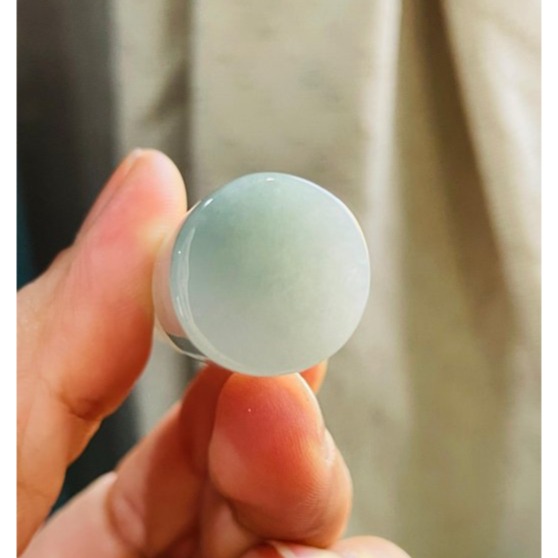 天然A貨緬甸玉 冰膠淡底色吸水龍翡翠印章/正圓印/私章 膠感底妝 淡綠底色藏一抹金 遇水則發 財源滾滾-細節圖8