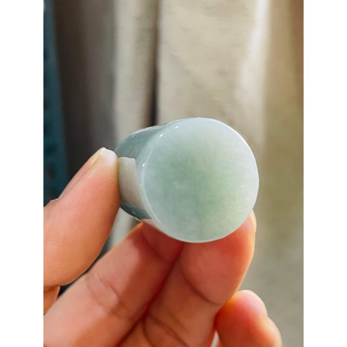 天然A貨緬甸玉 冰潤淺藍綠滿載而歸招財龍龜翡翠印章/正圓印/私章 冰透光過底滿綠不露白 2.2cm大印體-細節圖7