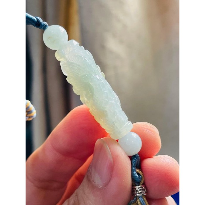 天然A貨緬甸玉 冰種黃加綠360度環繞滿雕一條龍翡翠龍珠/天珠手鍊 16cm手圍 泛光透繩晴底過度冰檸檬黃-細節圖5