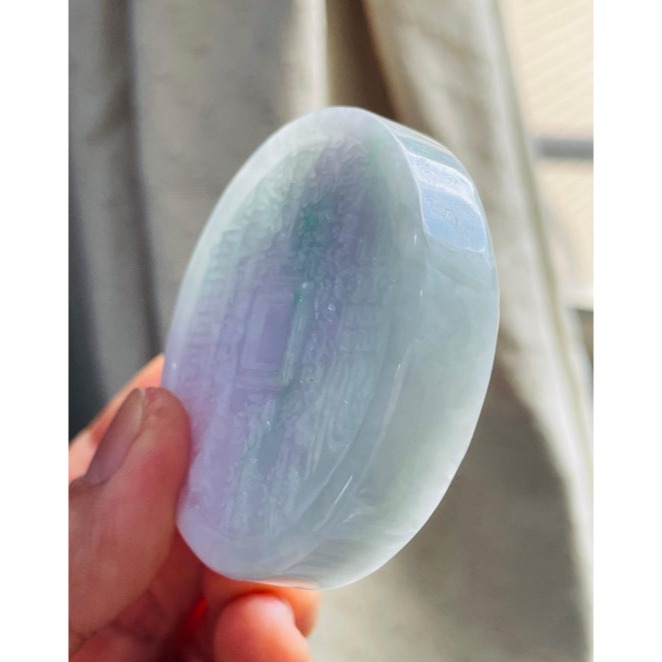 天然A貨緬甸玉 細潤粉春彩太上老君急急如律令翡翠八卦玉牌 細肉過底粉紫綠俏陽綠 厚庄有分量請留意尺寸-細節圖4