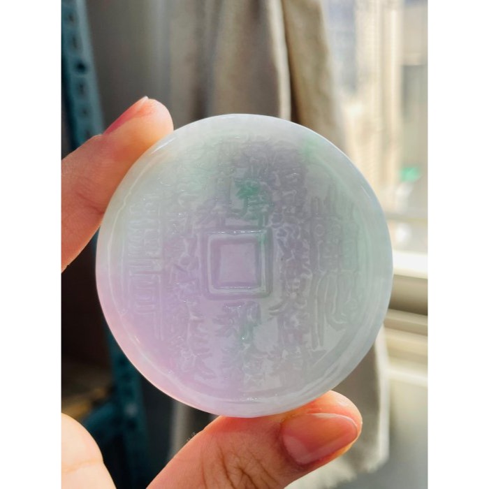 天然A貨緬甸玉 細潤粉春彩太上老君急急如律令翡翠八卦玉牌 細肉過底粉紫綠俏陽綠 厚庄有分量請留意尺寸-細節圖7