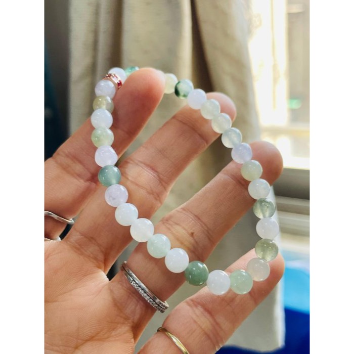 天然A貨緬甸玉 冰多寶6mm圓珠翡翠手鍊/手串17cm手圍 冰微透繩雪梨黃.白冰.晴綠.油綠.飄花 完美度95%-細節圖2