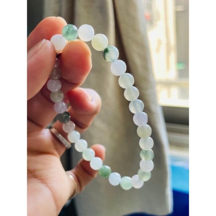 天然A貨緬甸玉 冰多寶6mm圓珠翡翠手鍊/手串17cm手圍 冰微透繩雪梨黃.白冰.晴綠.油綠.飄花 完美度95%-細節圖3