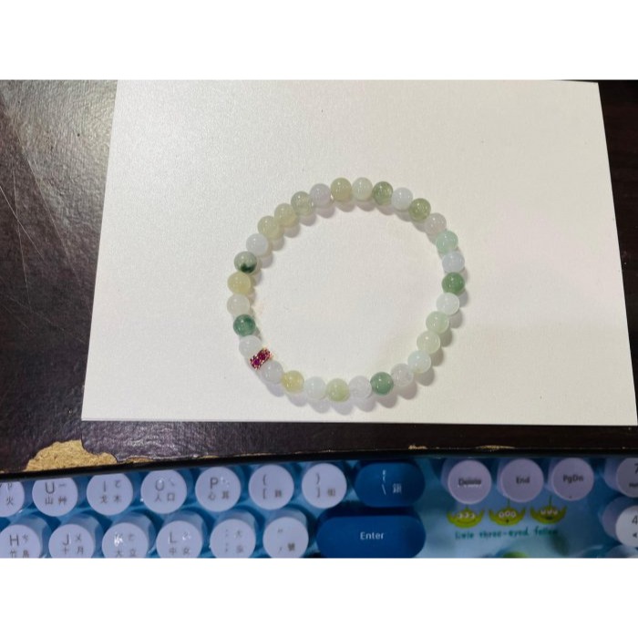 天然A貨緬甸玉 冰多寶6mm圓珠翡翠手鍊/手串17cm手圍 冰微透繩雪梨黃.白冰.晴綠.油綠.飄花 完美度95%-細節圖11